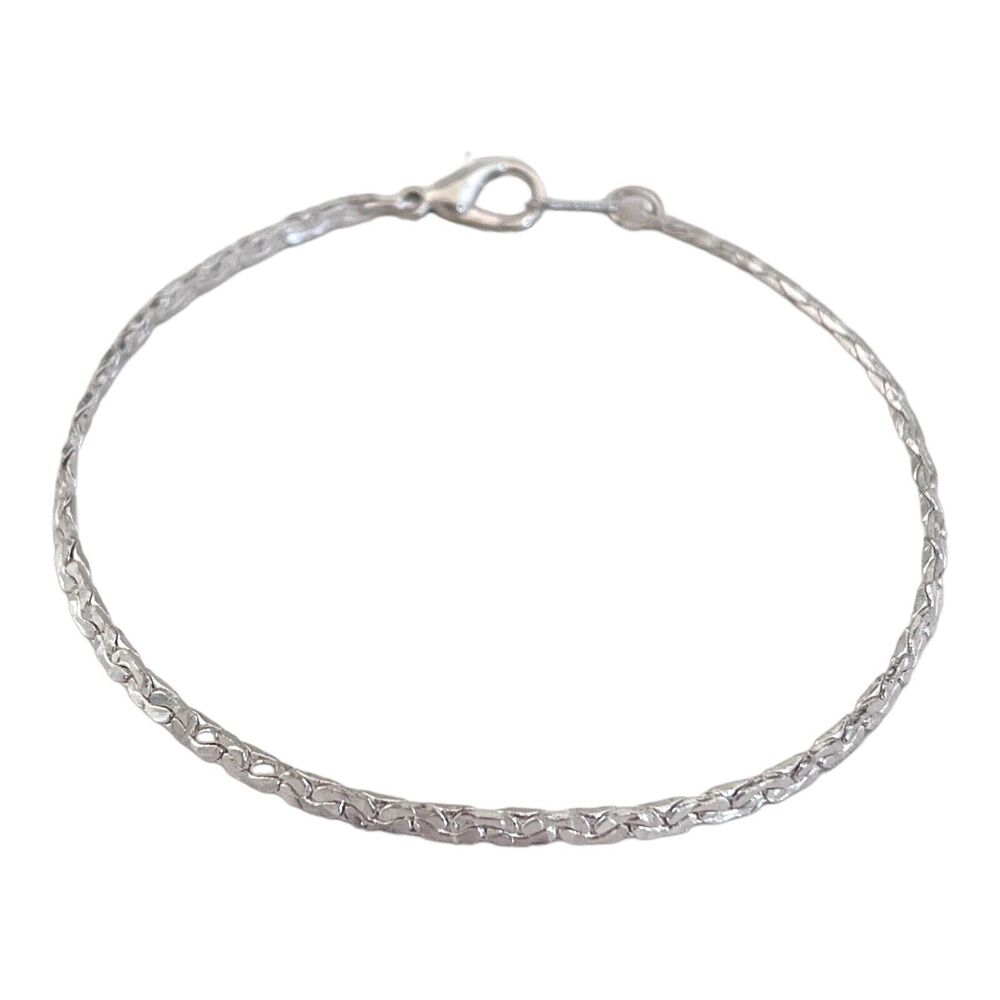 Vintage 1980s Delicate Chain Bracelet Silver Tone 7.5 Inch NOS - 6X
